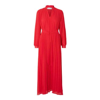Shop Selected Femme Red Plisse Dress