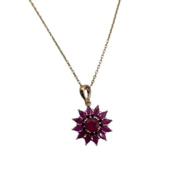 Shop Sixton London Ruby Flower Necklace