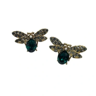 Shop Sixton London Large Emerald Bee Earrings