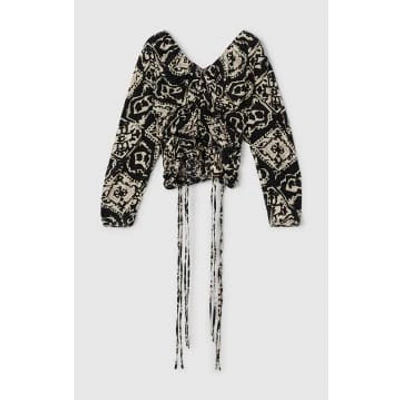 Shop Rodebjer Venus Rihad Shirred Silk Blouse In Black