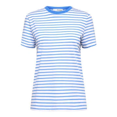 Shop Selected Femme | Striped Organic Cotton T-shirt | Ultramarine