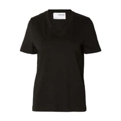 Shop Selected Femme Black Classic Organic Cotton T Shirt