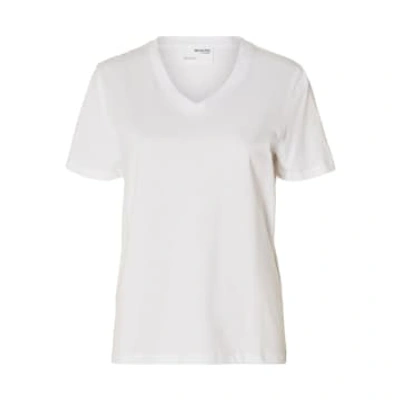 Shop Selected Femme Bright White Classic Organic Cotton T Shirt