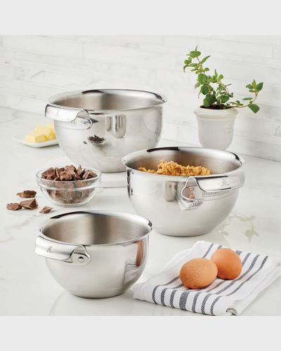 Shop Hestan Three-piece Mixing Bowl Set In Stainless Steel