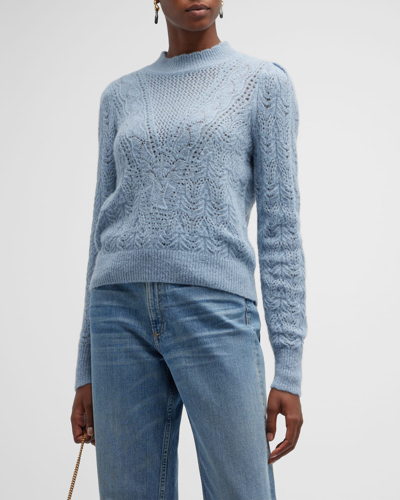 Shop Veronica Beard Makani Alpaca Cable-knit Sweater In Blue