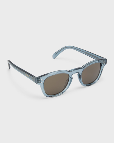 Celine Bold 3 Dots Geometric Sunglasses 49mm In Shiny Light Blue