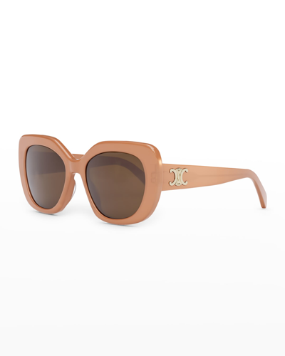 Shop Celine Triomphe Acetate Butterfly Sunglasses In Pink