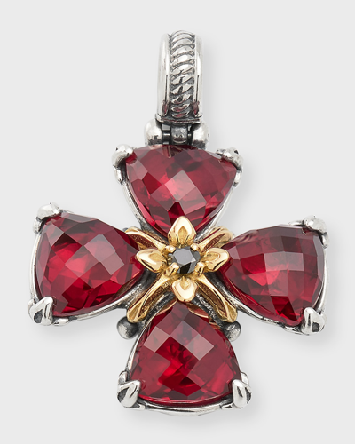 Shop Konstantino Corundum And Black Diamond Cross Pendant