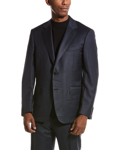 Shop Canali 2pc Wool Suit With Flat Front Pant In Black
