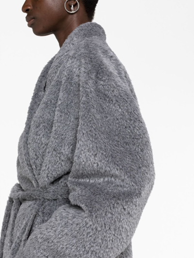 Shop Isabel Marant Faux-fur Alpaca-blend Coat In Grey