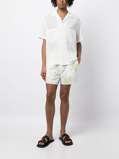 Shop Bode Lily Of The Valley Chino Shorts In White