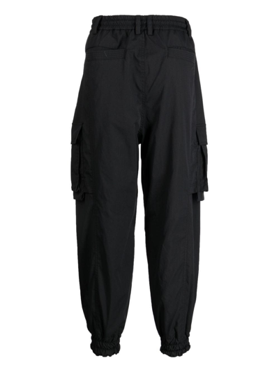 Songzio Drawstring-waistband Cargo Trousers In Black