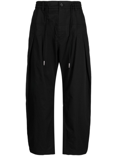 Shop Songzio Pleat-detailing Drawstring Trousers In Black