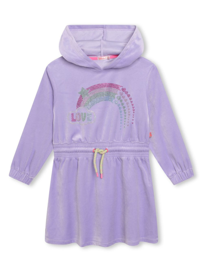 Shop Billieblush Rhinestone-embellished Hooded Dress In Purple