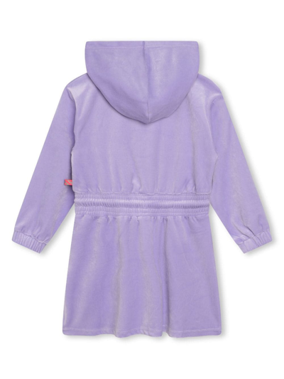 Shop Billieblush Rhinestone-embellished Hooded Dress In Purple