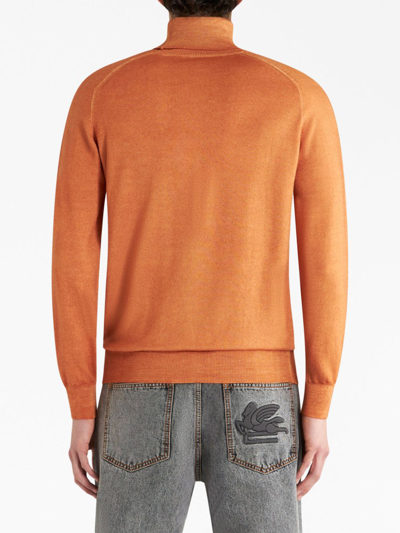 Shop Etro High-neck Virgin-wool Jumper In Orange