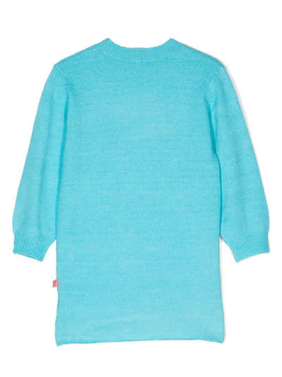 Shop Billieblush Sequin-detail Intarsia-knit Dress In Blue
