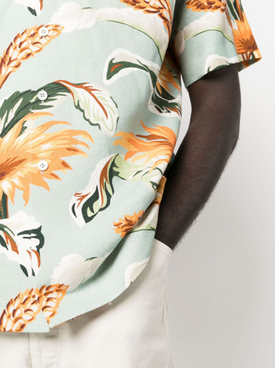 Shop Maison Margiela Floral-print Short-sleeve Shirt In Green