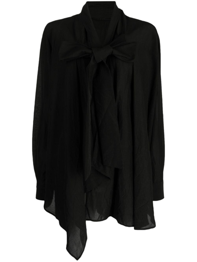 Shop Forme D'expression Knot-detailing Long-sleeve Blouse In Black