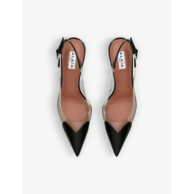 Alaïa Womens Coeur 55 Heart-shape Patent-leather Heeled Slingback Pumps Dark G In Black