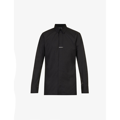 Shop Givenchy Men's Black Metal-bar Regular Cotton-poplin Shirt