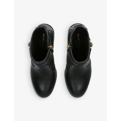 Shop Kurt Geiger Shoreditch Eagle-motif Leather Ankle Boots In Black