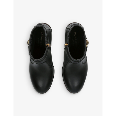Kurt Geiger London Womens Black Shoreditch Eagle-motif Leather Ankle Boots In Black