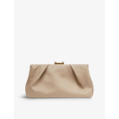 Shop Reiss Womens Taupe Madison Leather Clutch Bag 1 Size