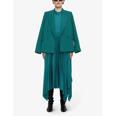 Shop Joseph Women's Dark Teal Ade Pleated Woven Midi Skirt