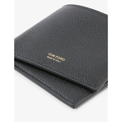 Shop Tom Ford Men's Black Brand-print Bi-fold Leather Wallet