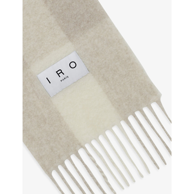 Shop Iro Auray Fringed-edges Logo-patch Alpaca-blend Scarf In Whi15
