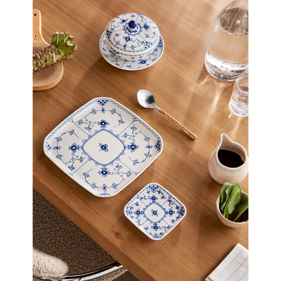 Royal Copenhagen Blue Fluted Half Lace Porcelain Square Plate 21cm