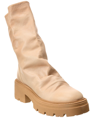 Shop Free People Emma Ruched Leather Boot In Natural