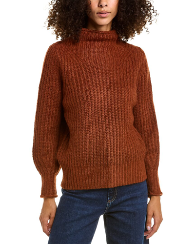 Shop Madewell Loretto Mock Neck Wool-blend Sweater In Brown