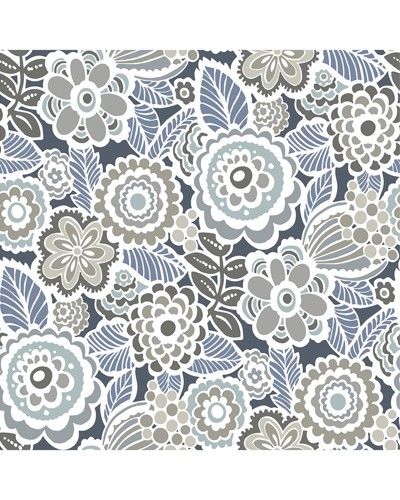 Nuwallpaper 20.5" X 2592" Dream On Navy Peel Stick Wallpaper In Blue