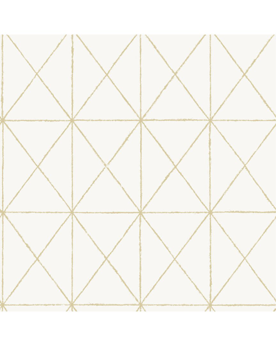 Nuwallpaper White & Gold Get In Line Peel & Stick Wallpaper In White