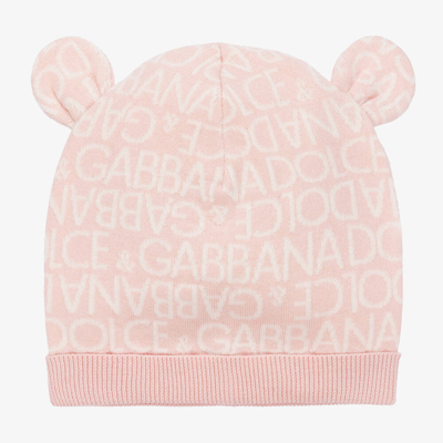 Shop Dolce & Gabbana Baby Girls Pink Cotton & Cashmere Hat