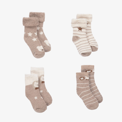 Shop Mayoral Beige Cotton Baby Socks (4 Pack)