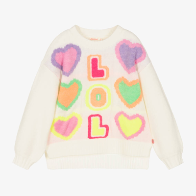 Shop Billieblush Girls Ivory Knitted Hearts Sweater