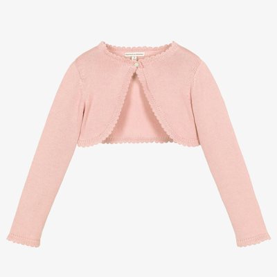 Shop Beatrice & George Girls Pink Cotton Knit Bolero Cardigan