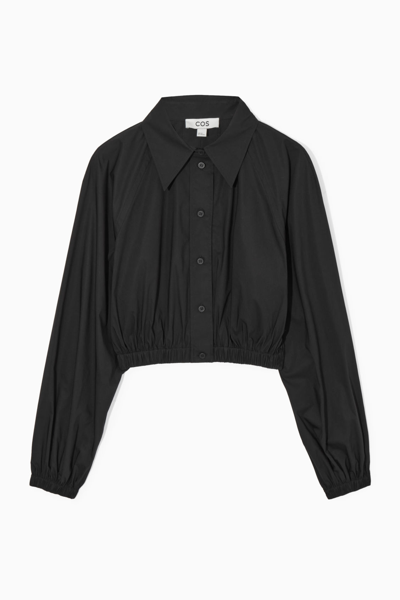 Shop Cos Cropped Elasticated Shirt In Black