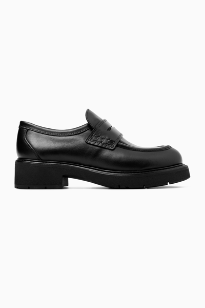 Shop Cos Chunky Leather Penny Loafers In Black