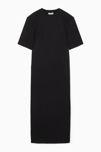 Shop Cos Power-shoulder T-shirt Dress In Black