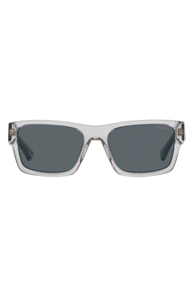 Shop Prada 56mm Rectangular Sunglasses In Shiny Gunmetal