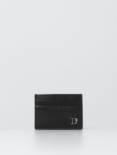 Shop Dsquared2 Credit Card Holder In Saffiano Leather With Applied Monogram In Black