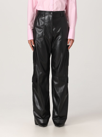 Shop Msgm Pants In Synthetic Leather In Black