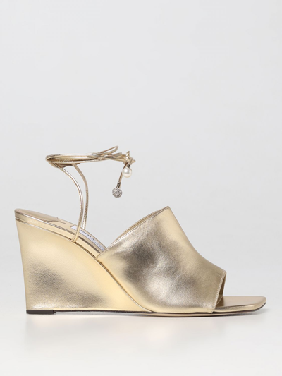 Shop Jimmy Choo Elyna 85 Mules In Laminated Nappa In Gold
