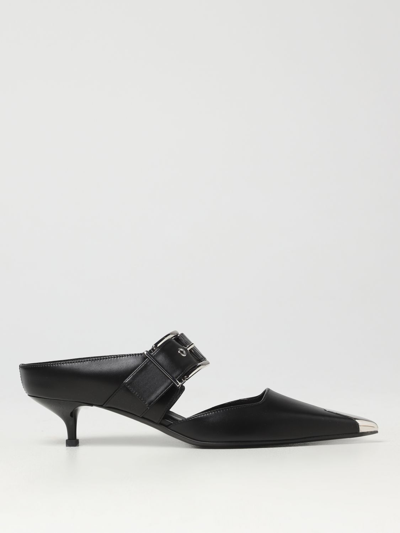Alexander Mcqueen 115 Toe Cap Punk Leather Mules In Black