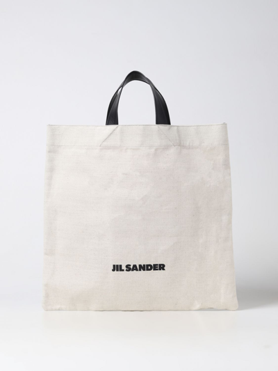 Jil Sander Logo-print Linen Tote Bag In Sand
