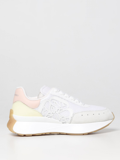 Alexander Mcqueen White Pink And Yellow Sprint Runner Sneakers In White